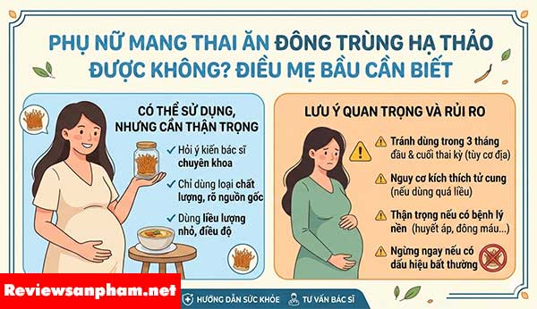 Phụ nữ mang thai ăn đông trùng hạ thảo được không? Điều mẹ bầu cần biết